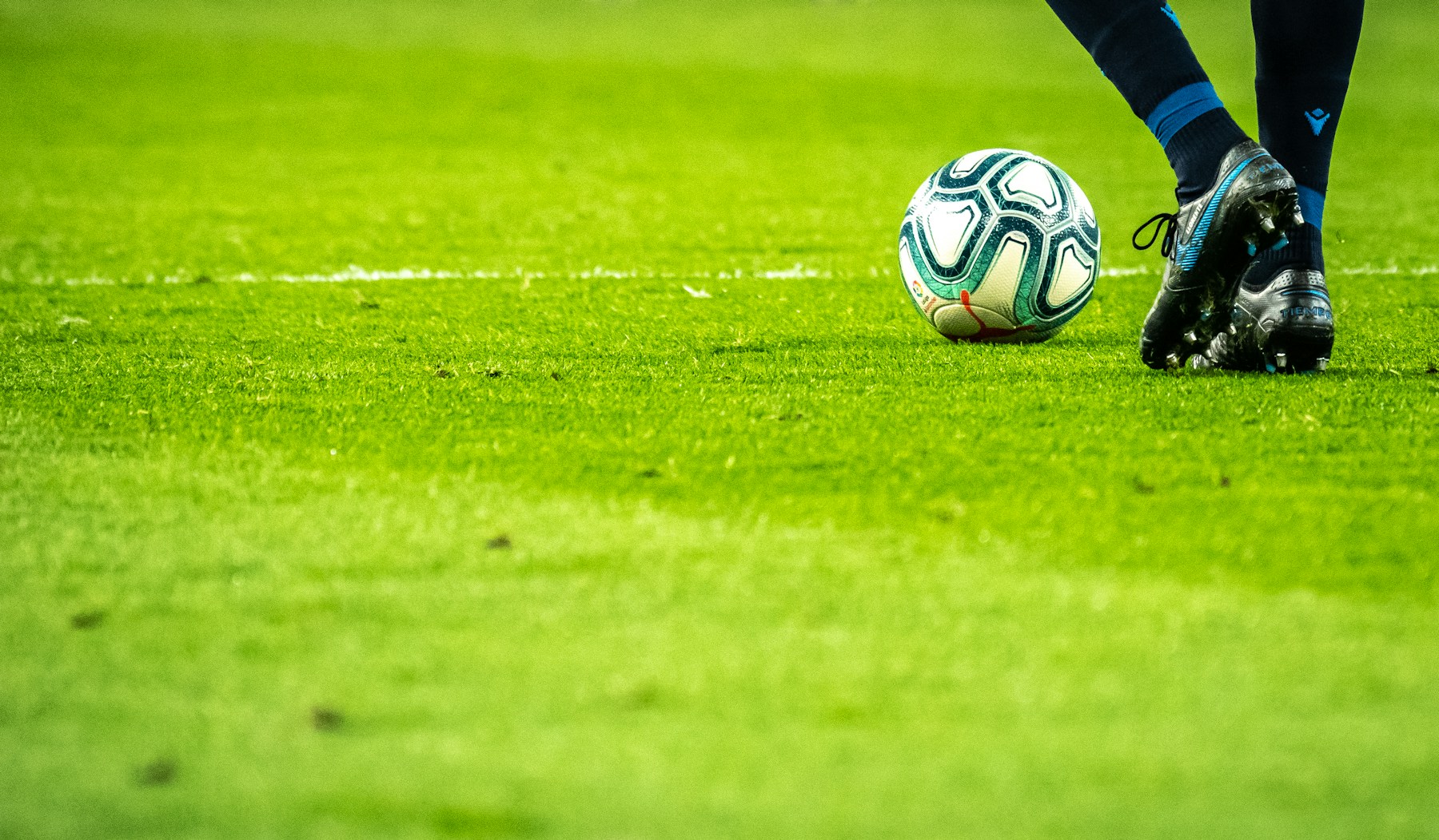 Soccer ball on a pitch